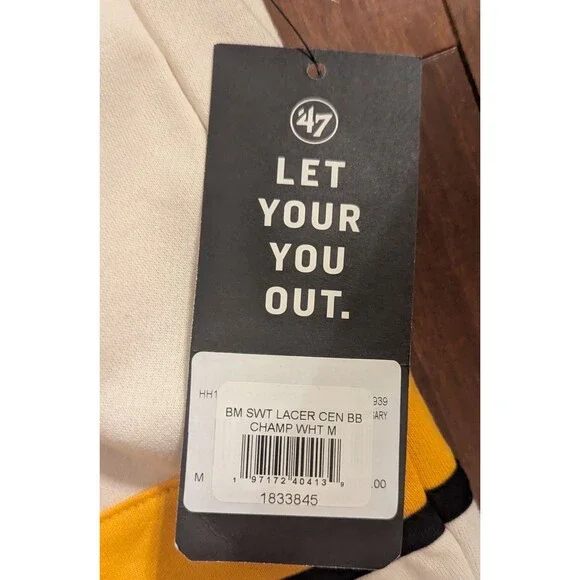 47 Brand Boston Bruins NHL Hockey Pullover Lace Hoodie Adult Size Med NWT - Picture 2 of 7